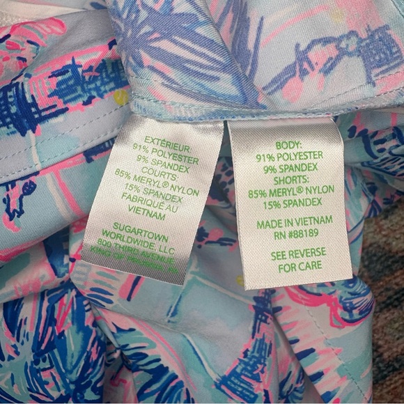 Lilly Pulitzer Frazer Ravello-Perfect Match Culotte Pleated Shorts Blue & Pink - Picture 7 of 11